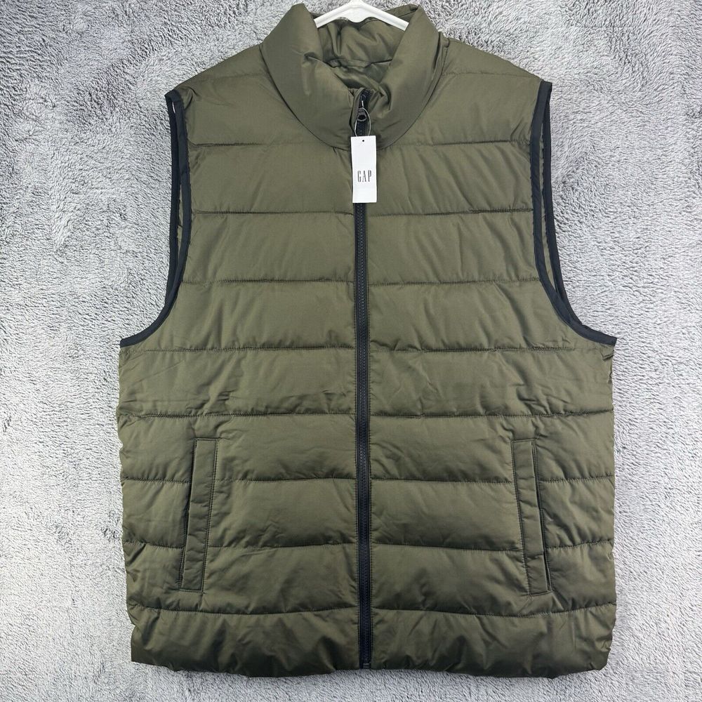 GAP Men's Cold‎ Control Relaxed Size Large Puffer Vest in Olive Green NWT